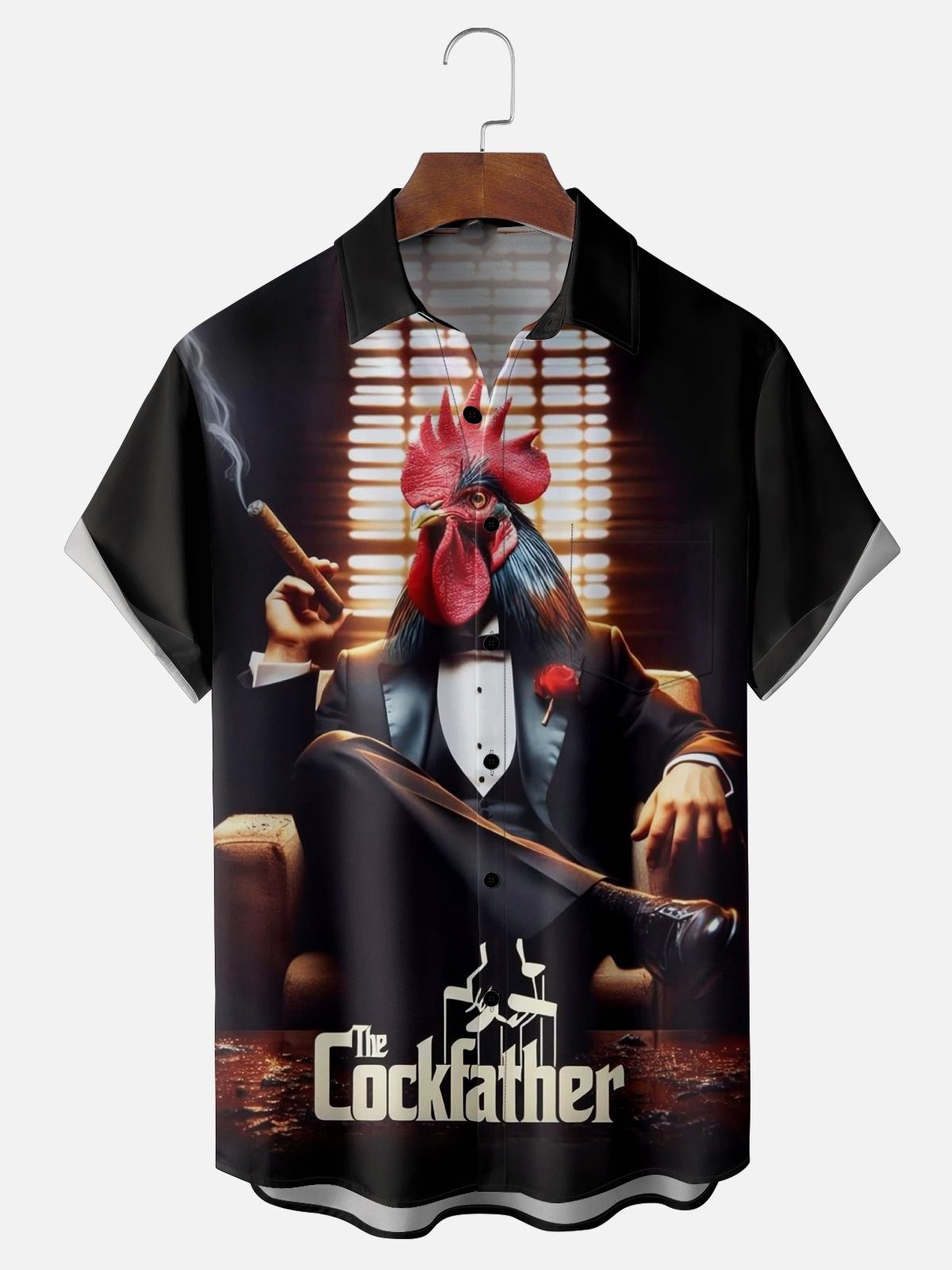 Cockfather Chicken Chest Pocket Casual Shirt-1