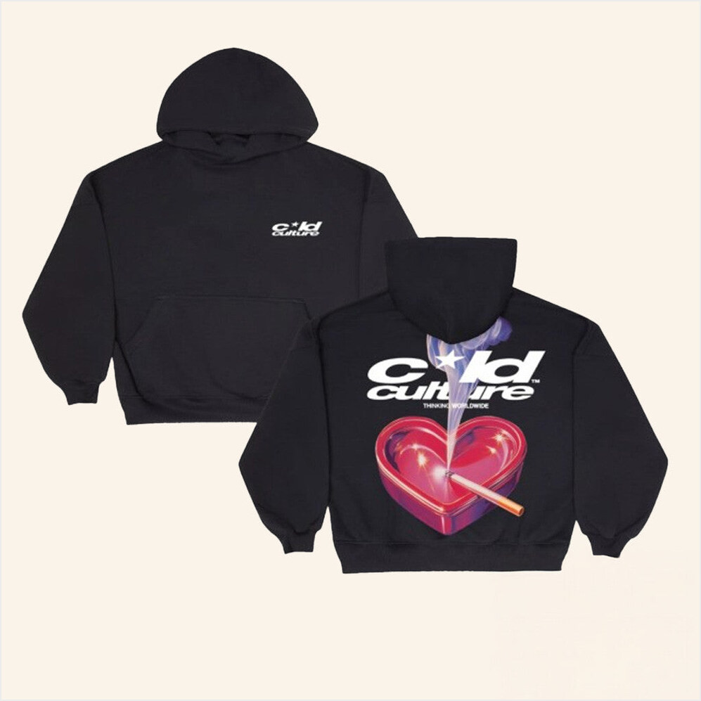 Cold Culture Merch Heart Ashtray Hoodie Black Present For Husband Birthday Gifts For Besties-1