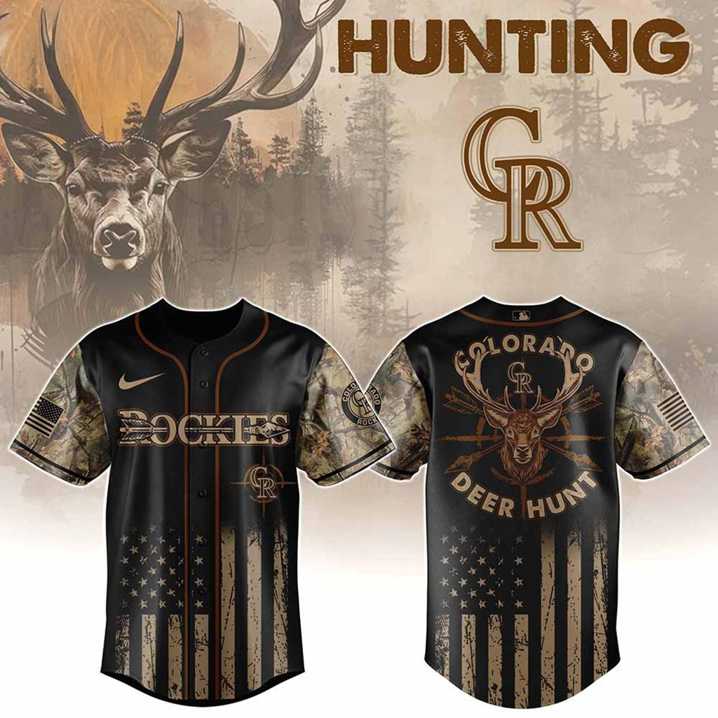 Colorado Rockies MLB X Deer Hunting Baseball Jersey Rockies Merch Gifts For Baseball Fans-1