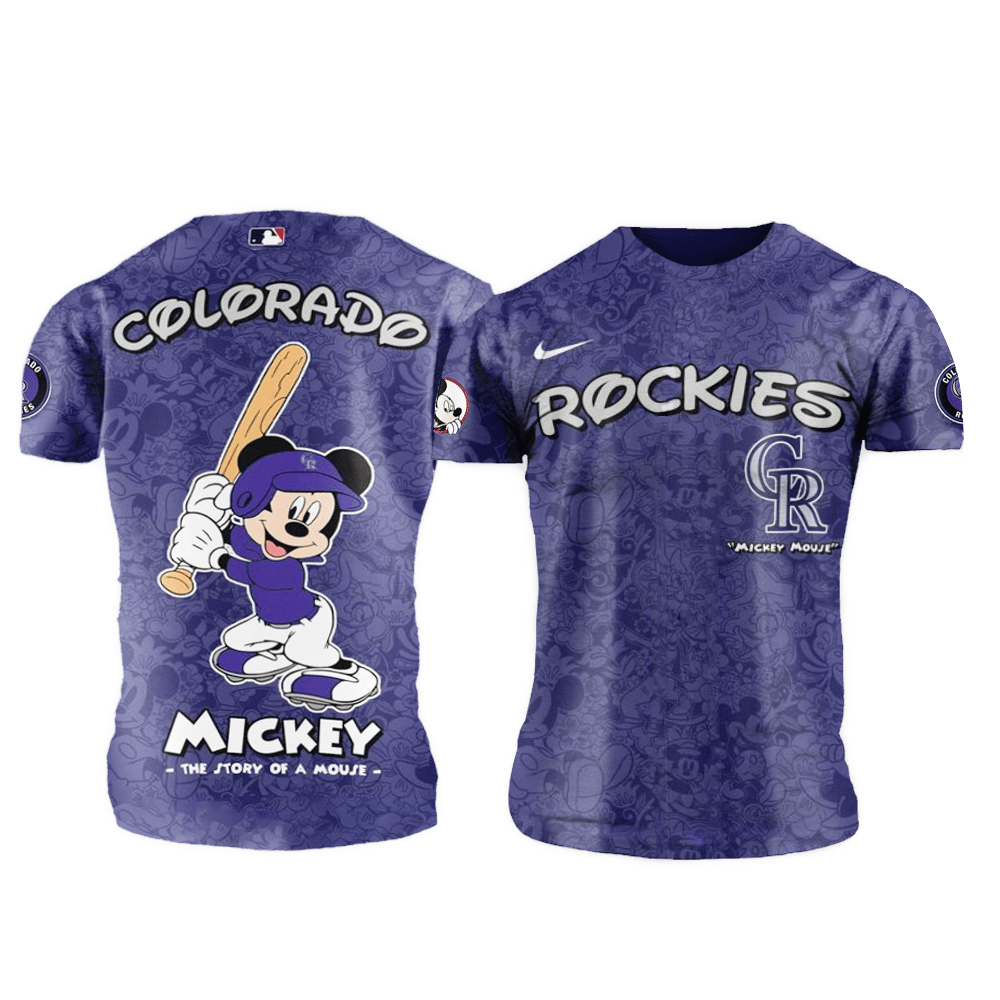 Colorado Rockies MLB x Mickey Night Game Shirt Colorado Rockies Merch Good Father's Day Presents-1