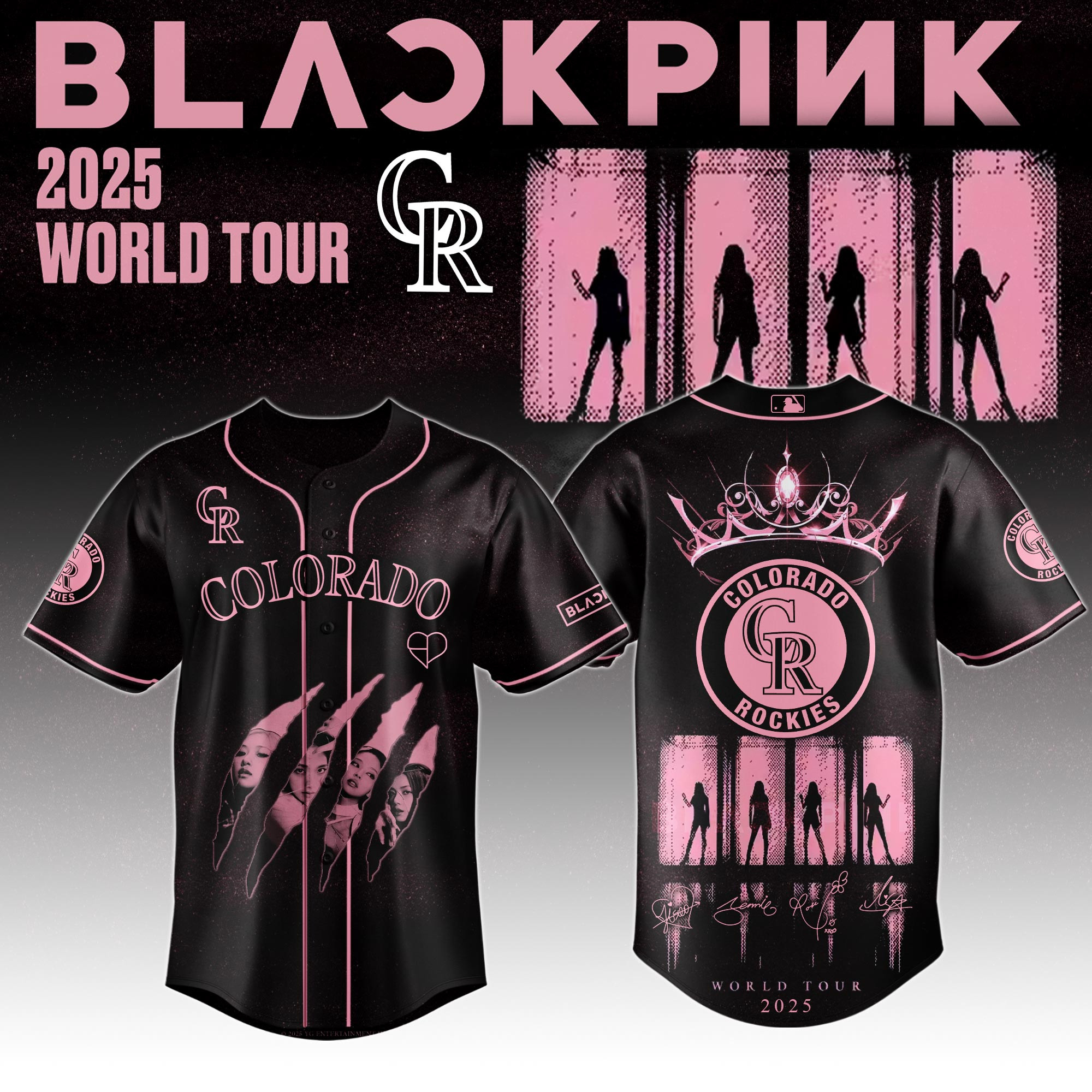 Colorado Rockies Mlb X Black Pink World Tour Baseball Jersey For Fans Rockies Merch-1