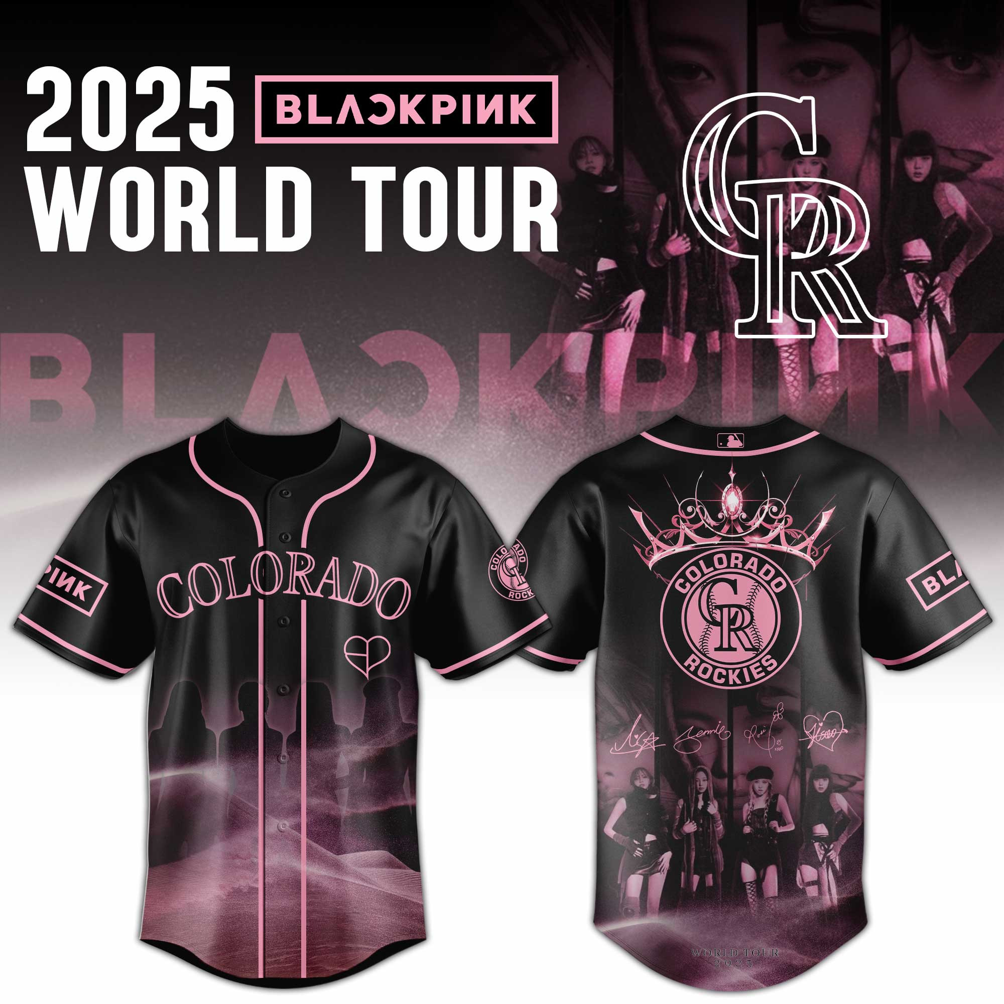 Colorado Rockies Mlb X Black Pink World Tour Baseball Jersey For Fans-1