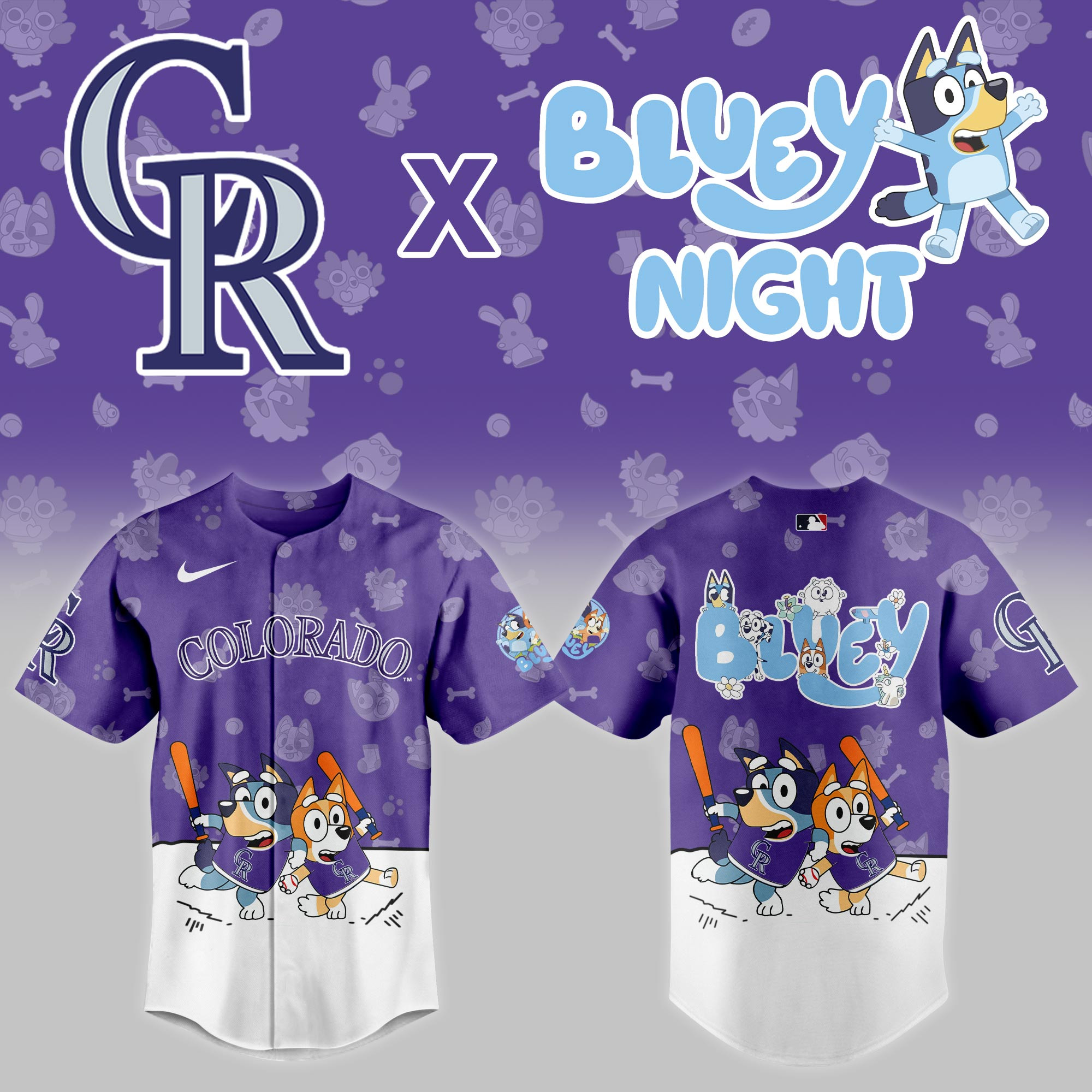 Colorado Rockies Mlb X Bluey Night Baseball Jersey For Fan-1