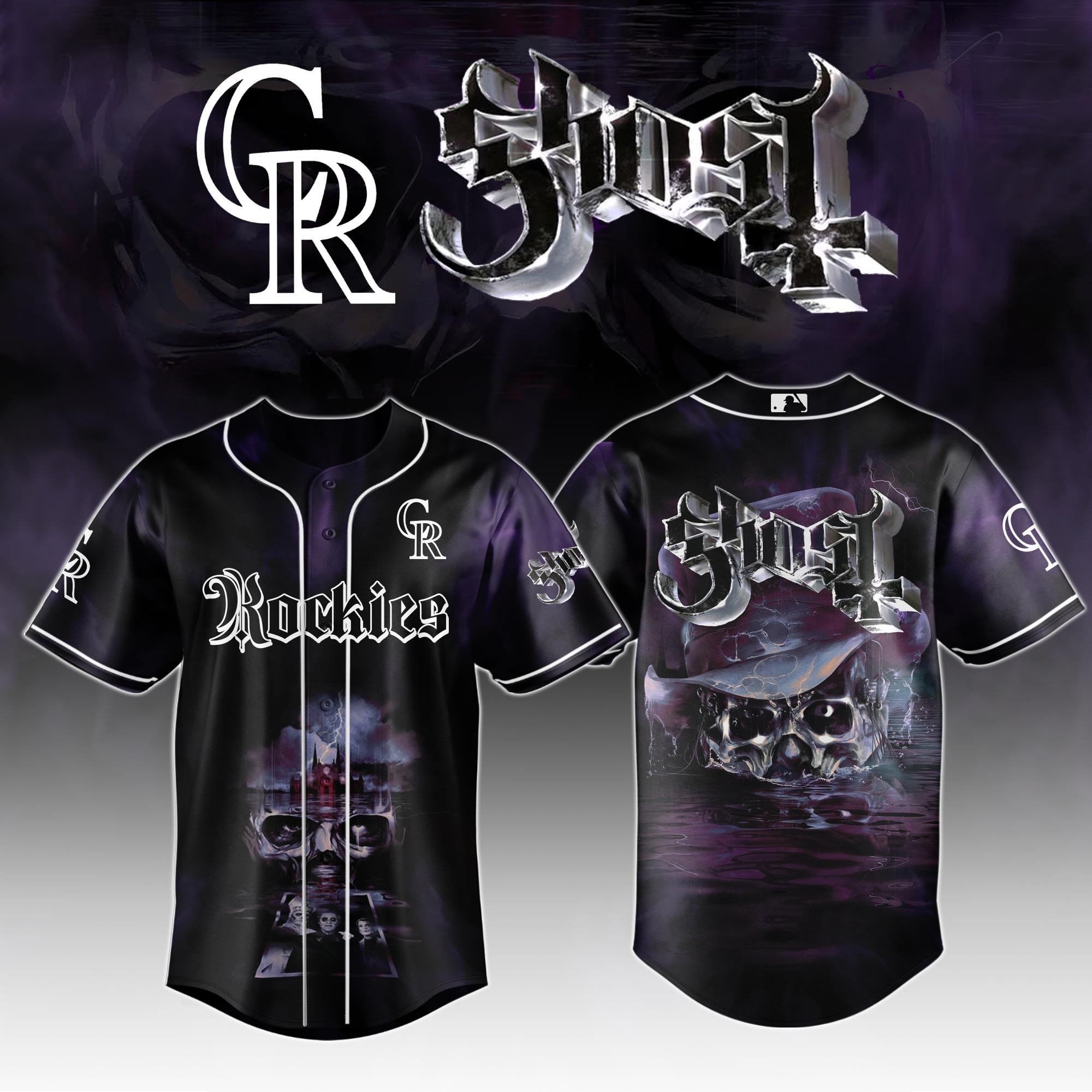 Colorado Rockies Mlb X Ghost Skeletour World Tour Baseball Jersey For Fans-1