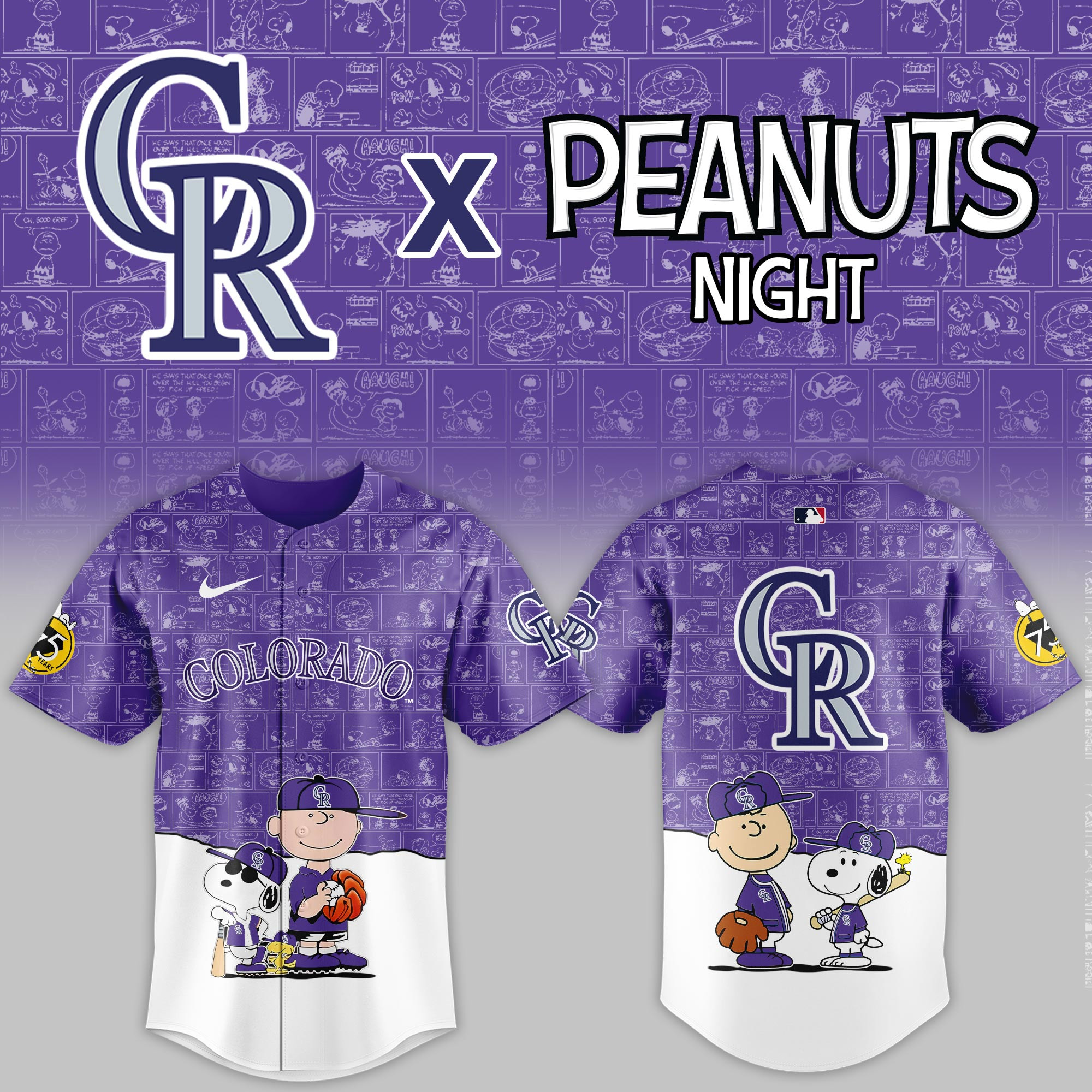 Colorado Rockies Mlb X Peanuts Night Baseball Jersey For Fan-1