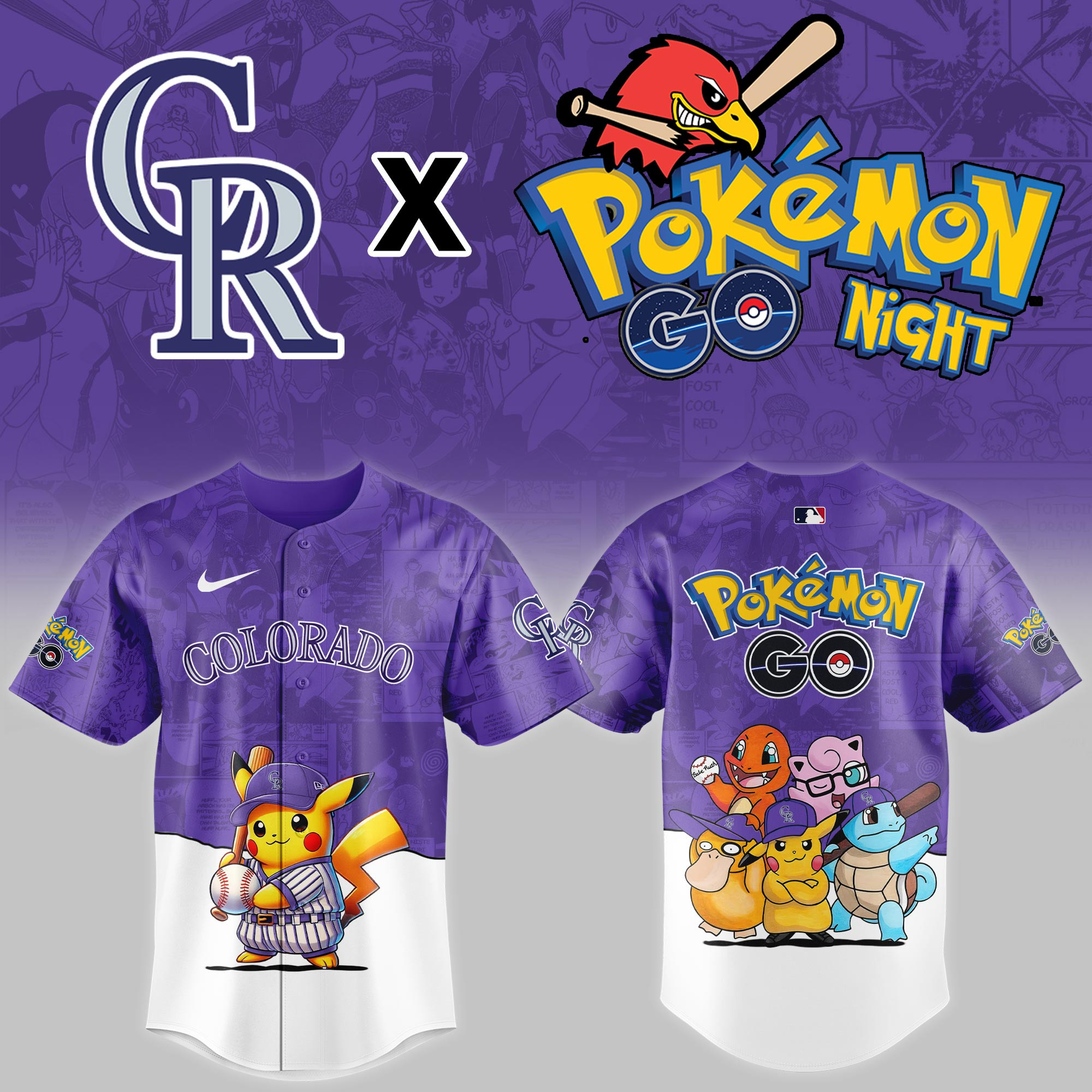 Colorado Rockies Mlb X Pokemon Go Night Baseball Jersey For Fan-1