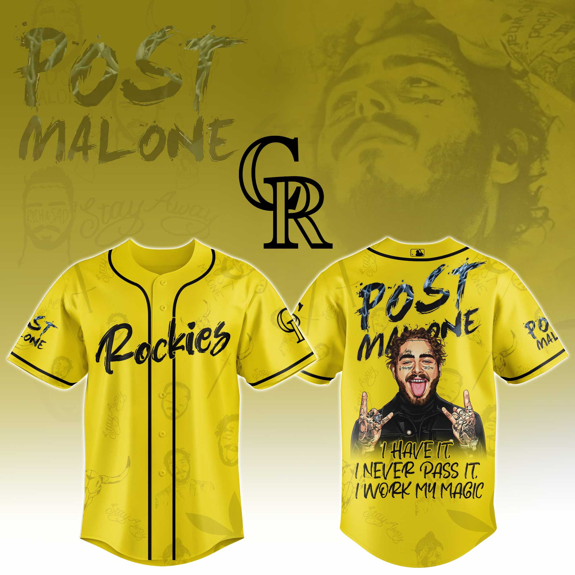 Colorado Rockies Mlb X Post Malone Tour Baseball Jersey For Fans-1