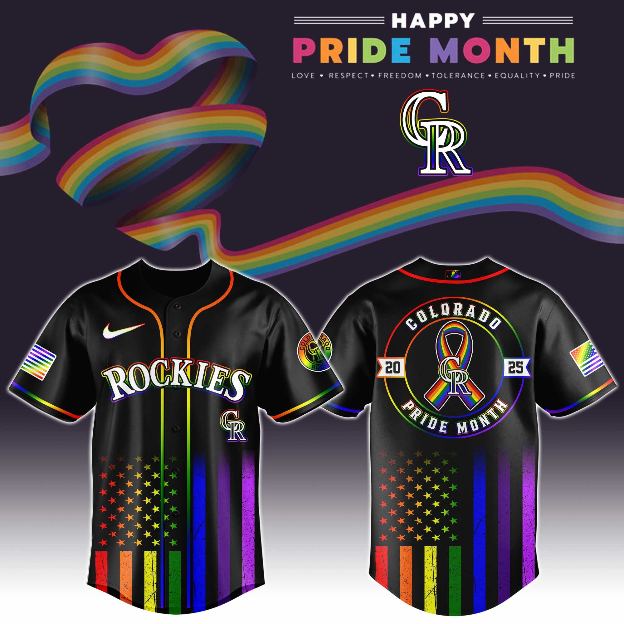 Colorado Rockies Special Pride Month Jersey Cool Gifts For Baseball Lovers-1