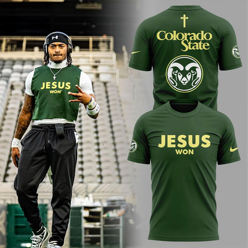 Colorado State Football Jesus Won 2025 T-Shirt Fan Merch Christmas Gift Ideas For Dad-1
