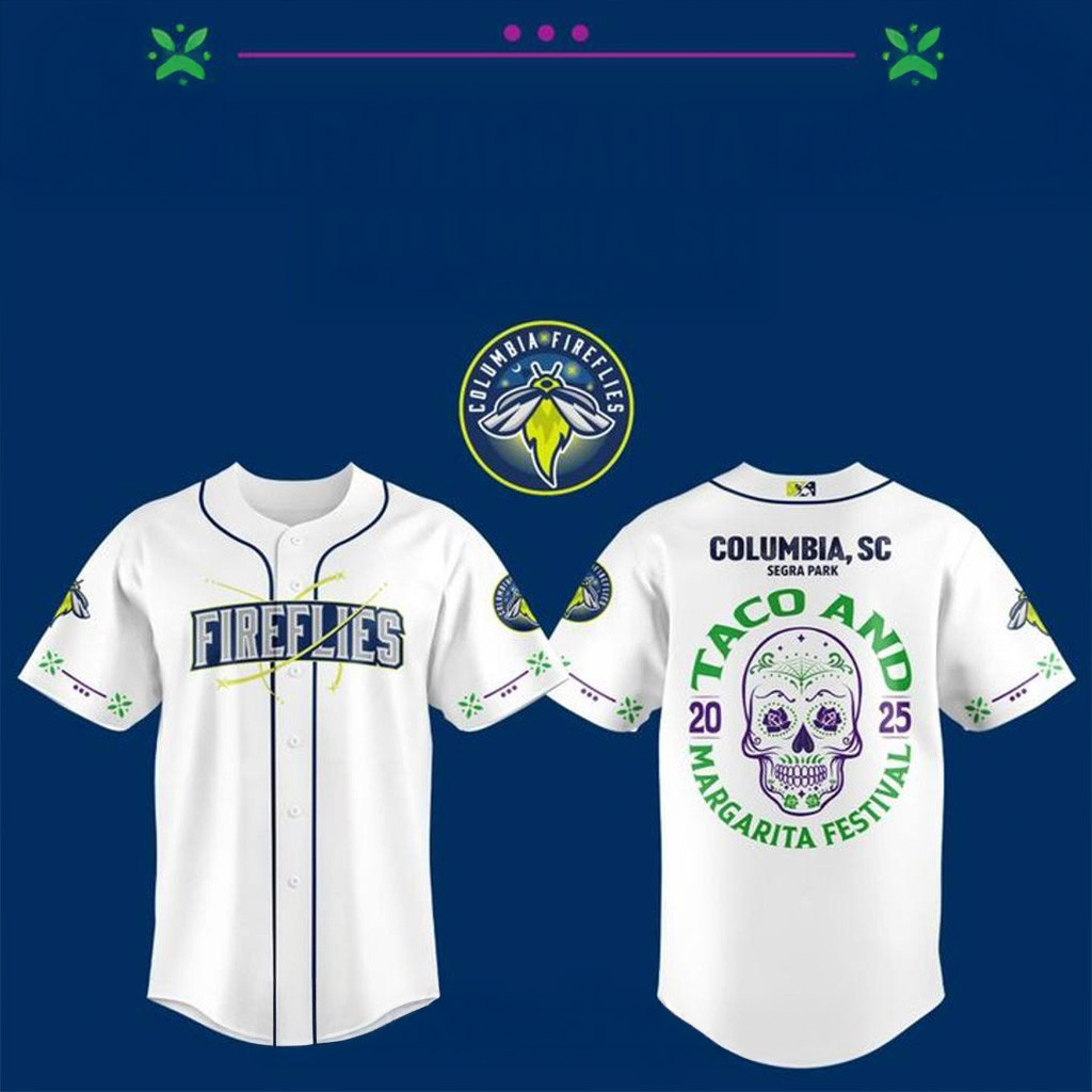 Columbia Fireflies Margarita Festival Baseball Jersey Columbia Fireflies Merch Him Gifts-1