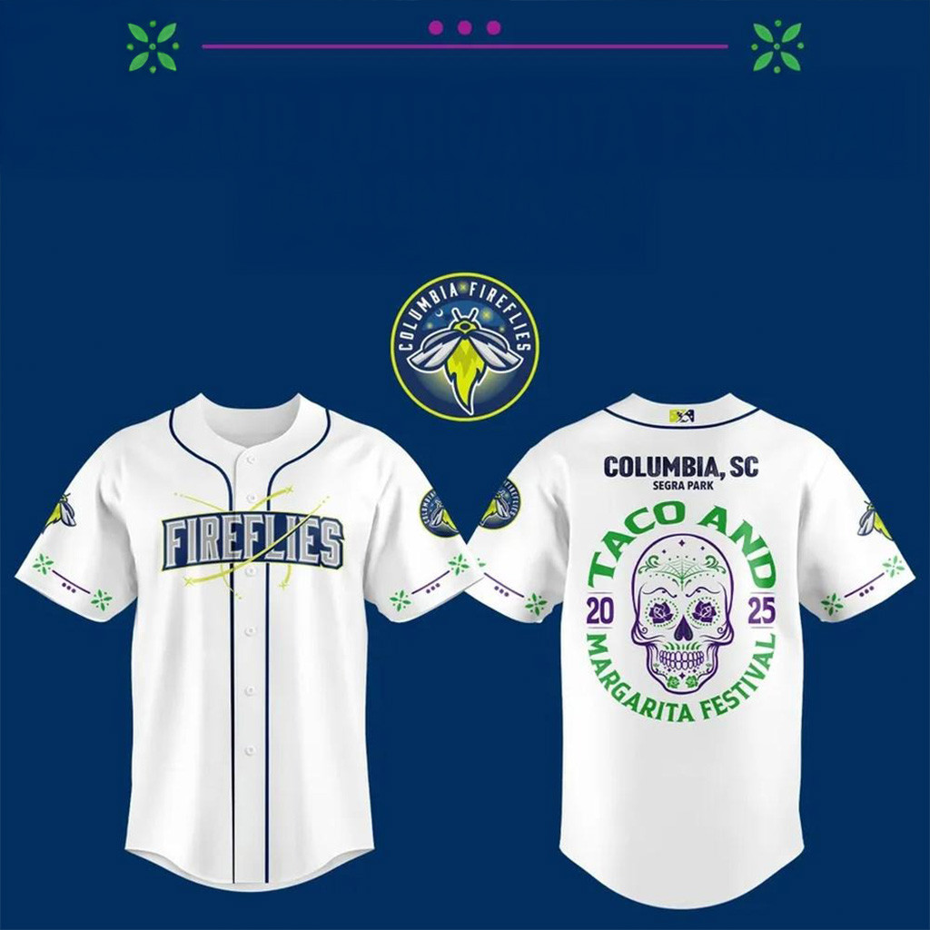 Columbia Fireflies Taco And Margarita Festival Baseball Jersey Columbia Fireflies Merch-1