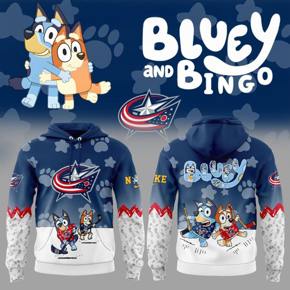Columbus Blue Jackets Bluey And Bingo Hoodie Good Gifts For Hockey Fans-1