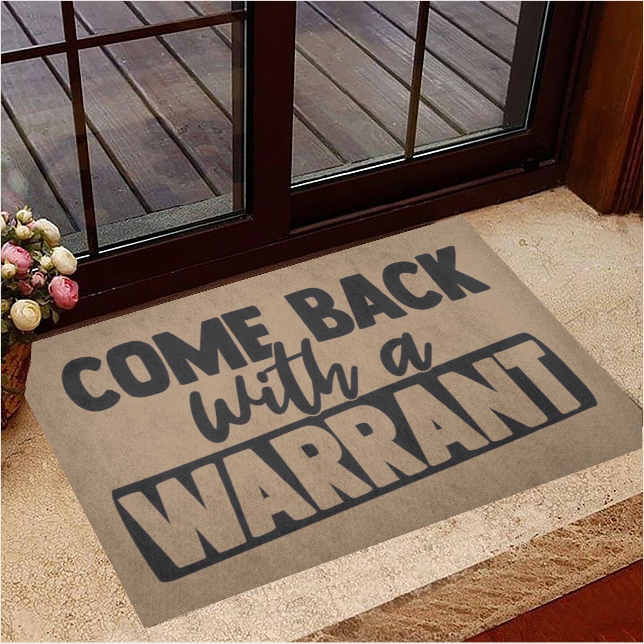 Come Back With A Warrant Doormat Funny Floor Mat Humorous Indoor Entry Mat Gifts For Friends-1