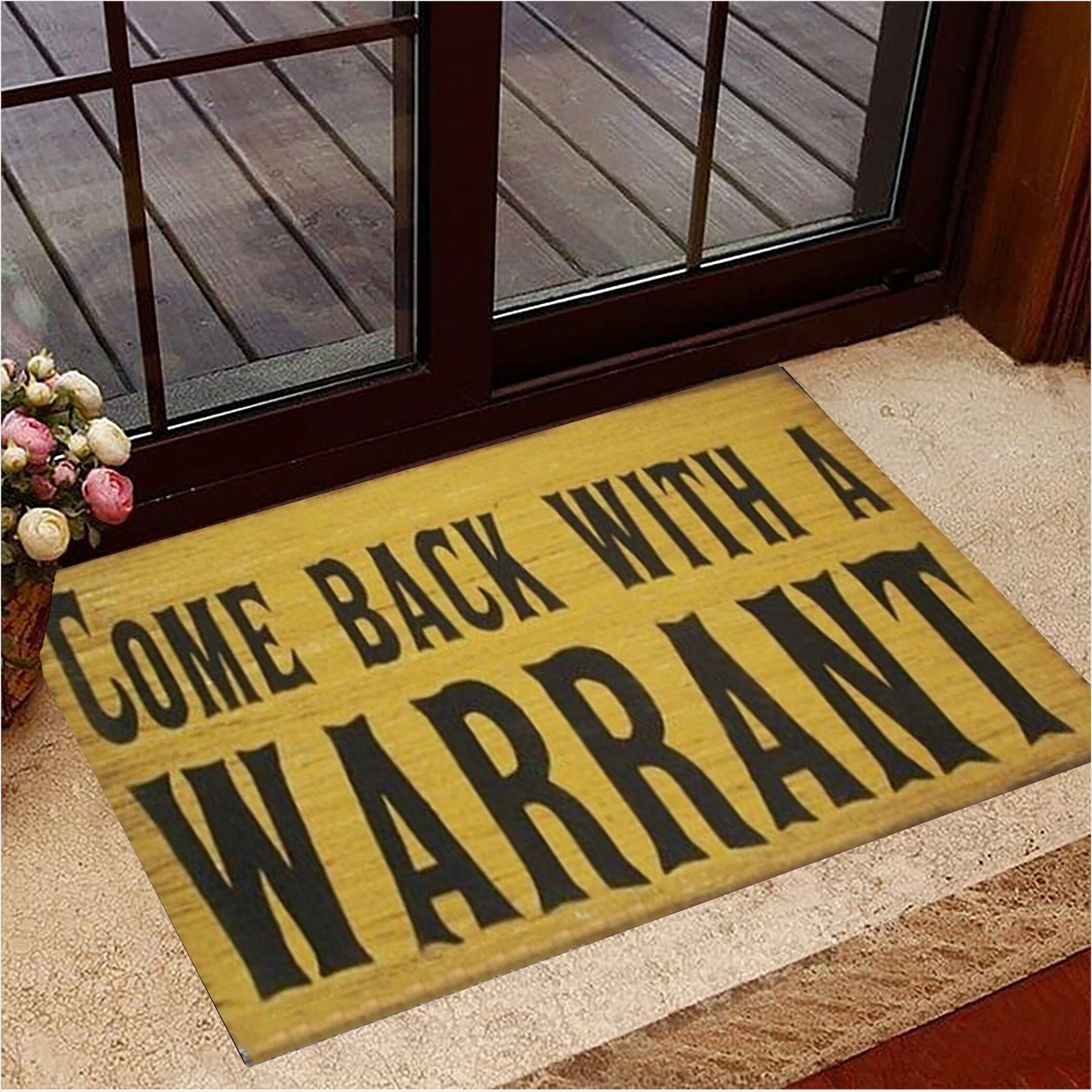 Come Back With A Warrant Doormat Funny Sayings Home Depot Front Door Mats Gifts For Fans-1