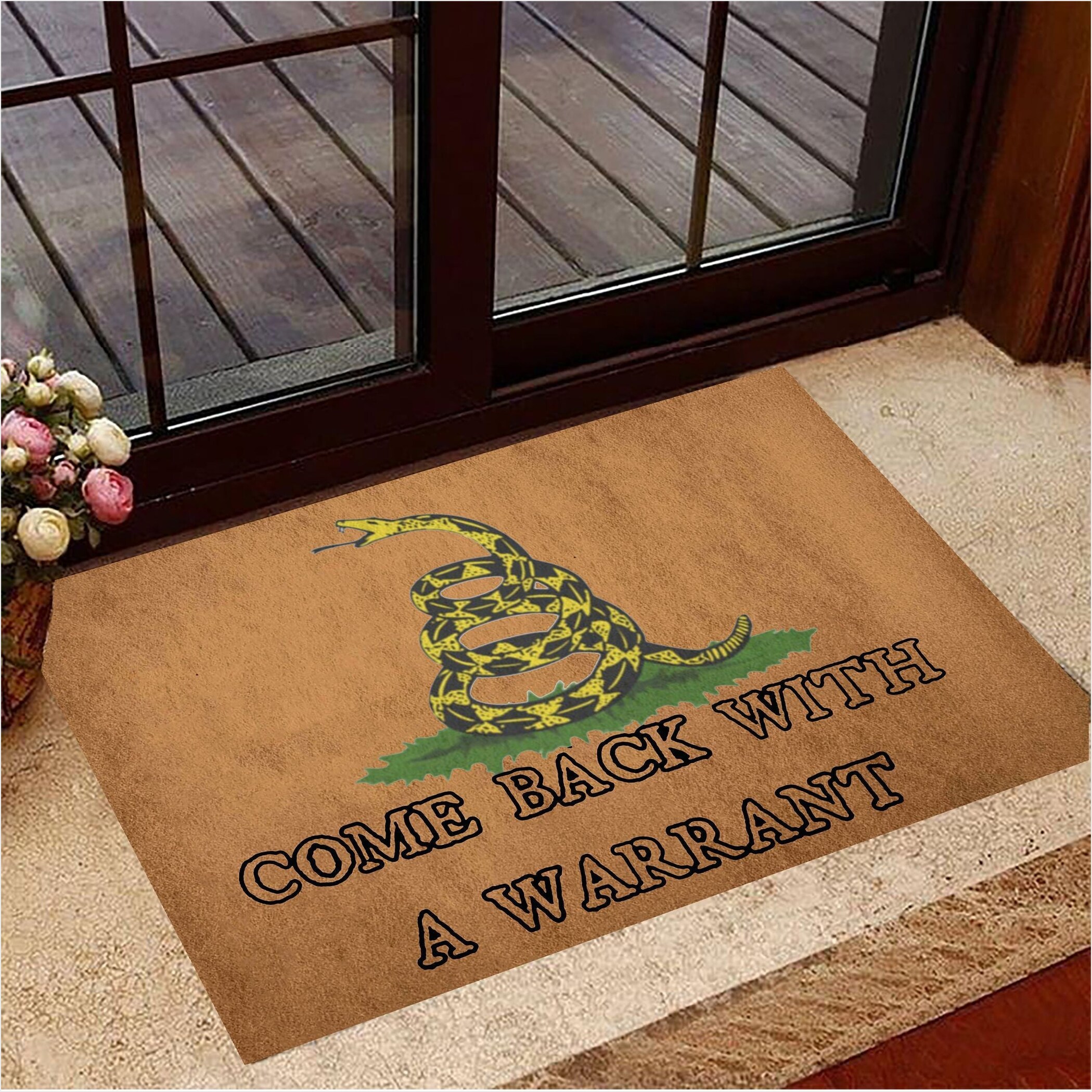 Come Back With A Warrant Doormat Gadsden Snake Logo Decorative Doormat Gifts For Best Friend-1