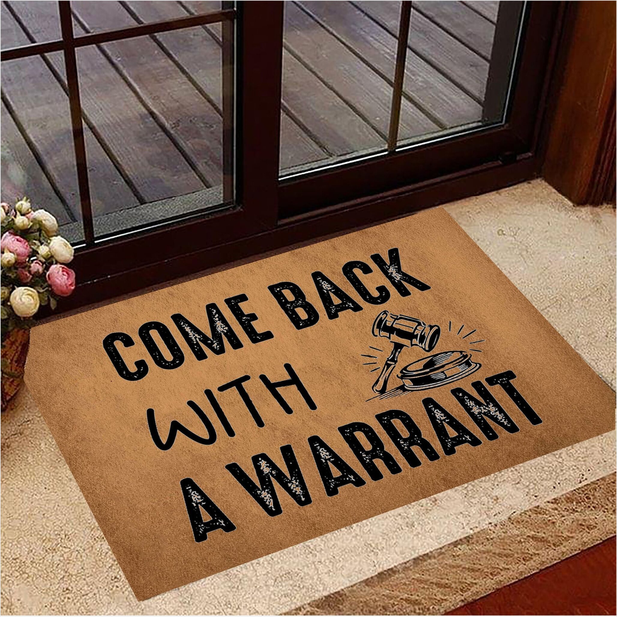 Come Back With A Warrant Doormat Humorous Funny Welcome Mat Front Door Entrance Mat-1