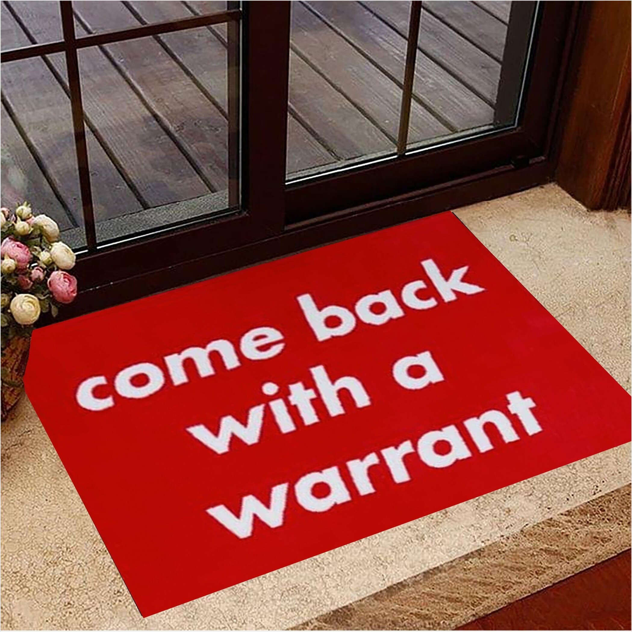 Come Back With A Warrant Doormat Unique Front Funny Doormat Apartment Warming Gift-1