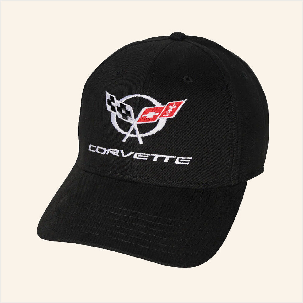 Corvette Merch C5 Corvette Emblem Black Cap Embroidered Unique Gifts For Husband Gifts For BFF-1