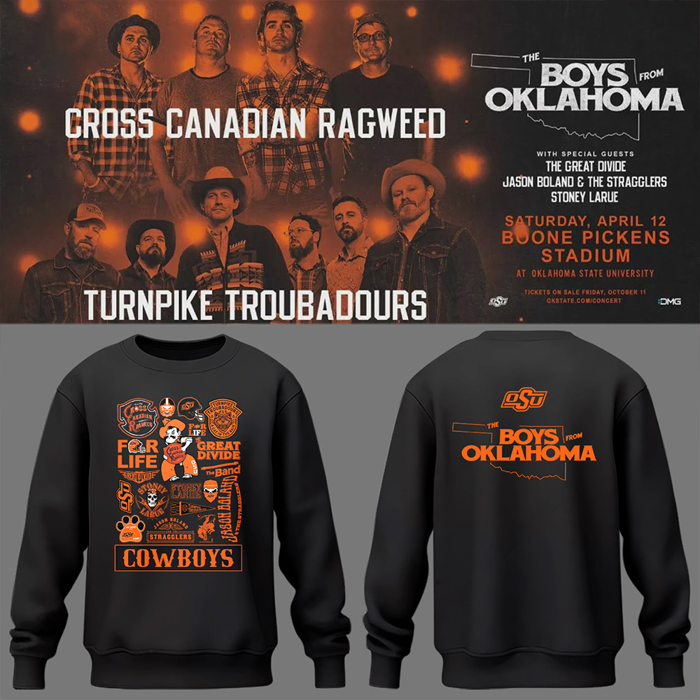 Cowboys Limited The Boys From Oklahoma Black Sweatshirt Graphic Tee-1