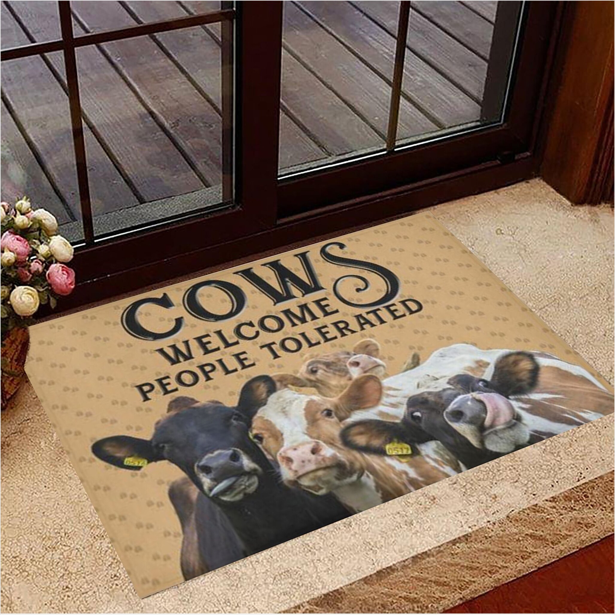 Cows Welcome People Tolerated Doormat Funny Welcome Mats Gifts For Cow Lovers Gifts For Fans-1