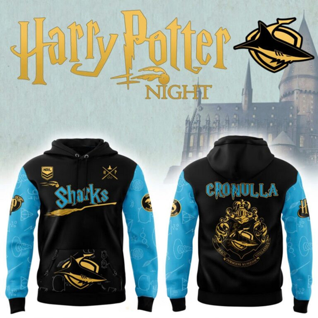 Cronulla Sharks NRL Team Harry Potter Hoodie Cronulla Sharks Merch Fans Gift Ideas-1