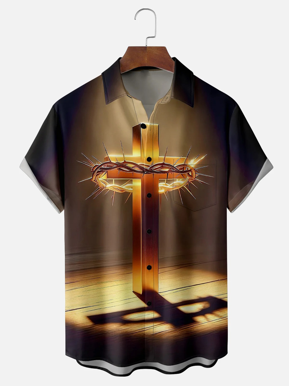 Cross Thorns Chest Pocket Casual Shirt-1