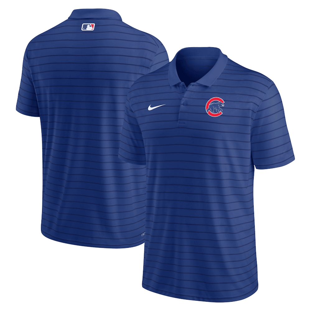 Cubs Polo Shirt Chicago Cubs Nike Royal Striped Polo Shirt Father's Day Gifts-1