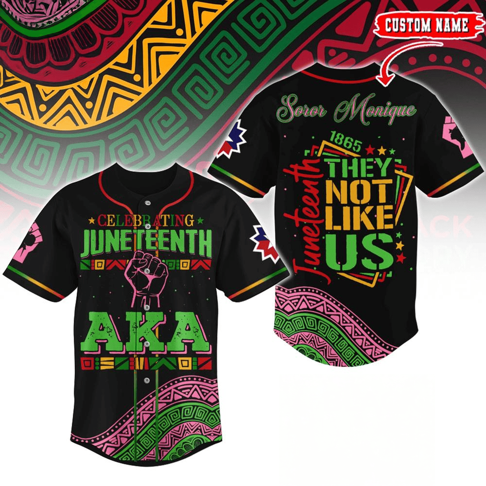 Custom Alpha Kappa Alpha X Juneteenth Baseball Jersey Useful Gifts For Dad-1