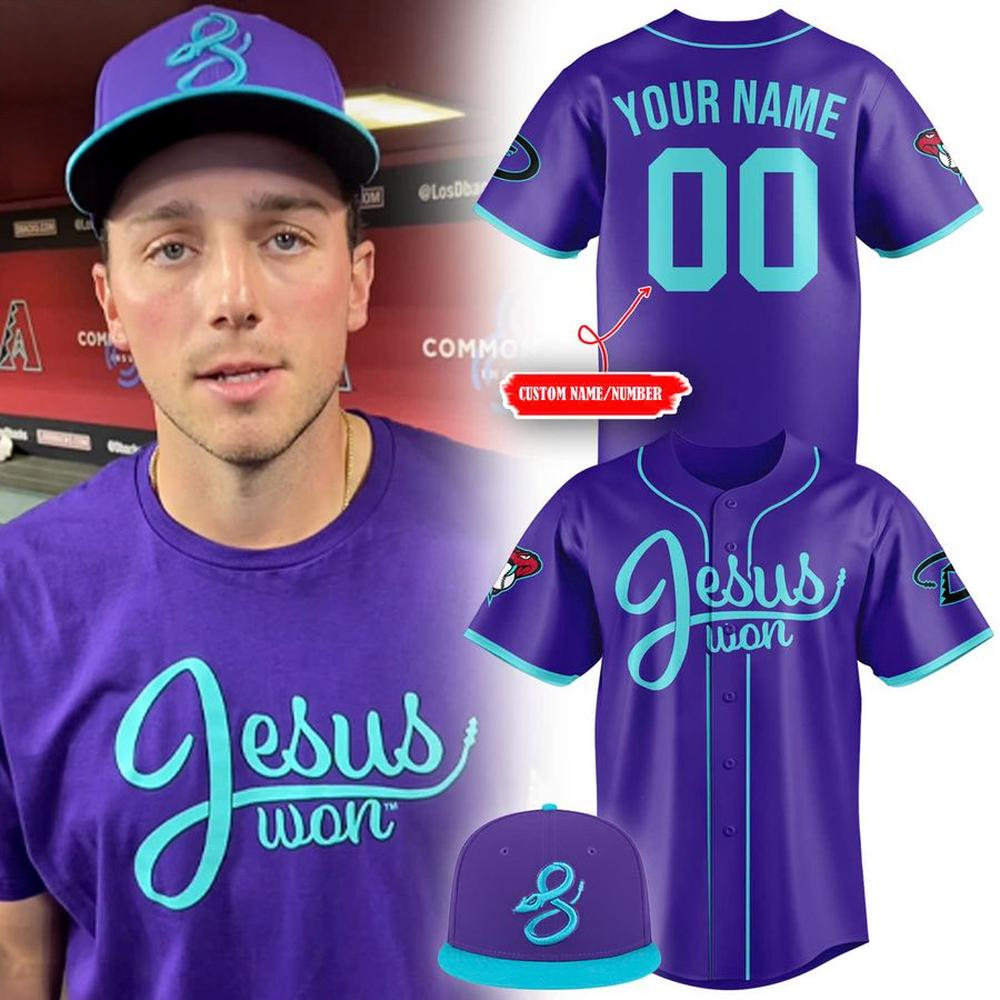 Custom Arizona Diamondbacks Jesus Won Baseball Jersey Arizona Diamondbacks Merch Fans Gifts-1