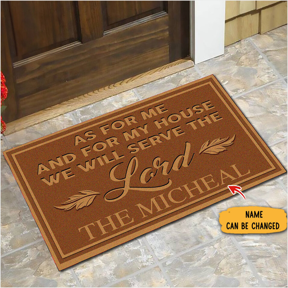Custom As For Me And My House We Will Serve The Lord Doormat Christian Welcome Door Mats-1