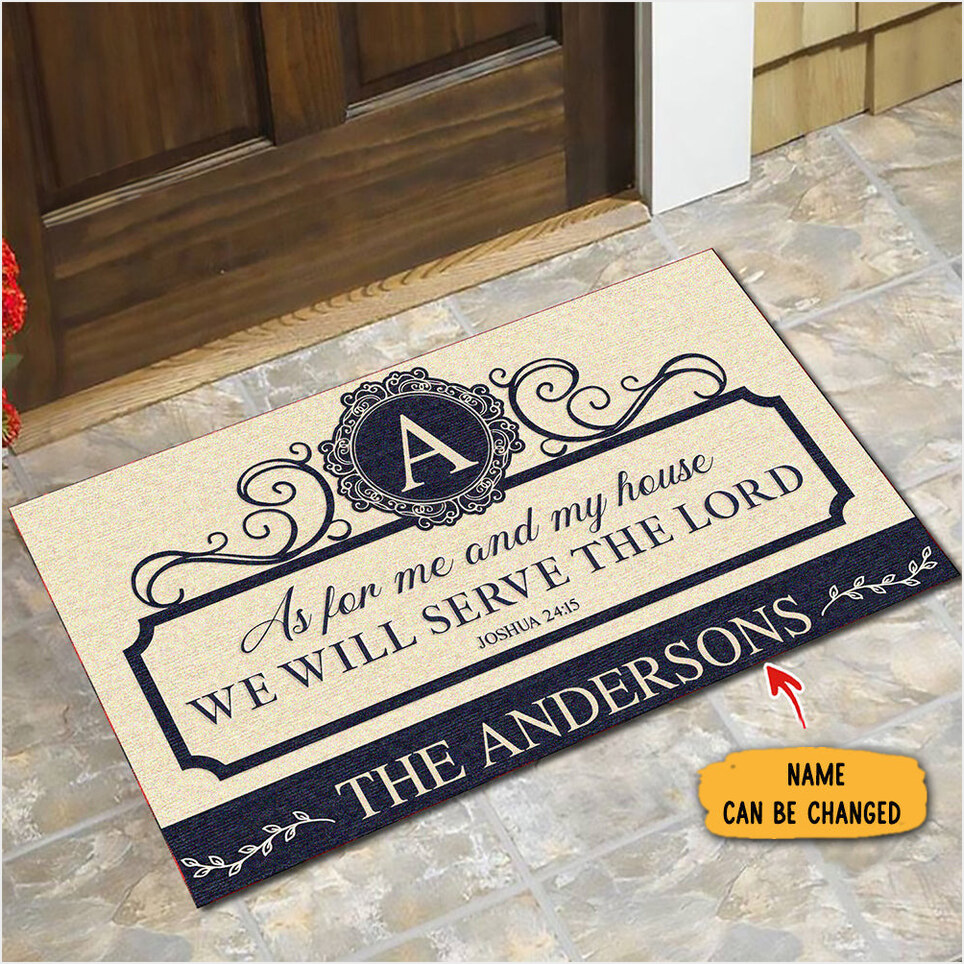 Custom As For Me And My House We Will Serve The Lord Doormat Joshua 24-15 Faith Gifts-1