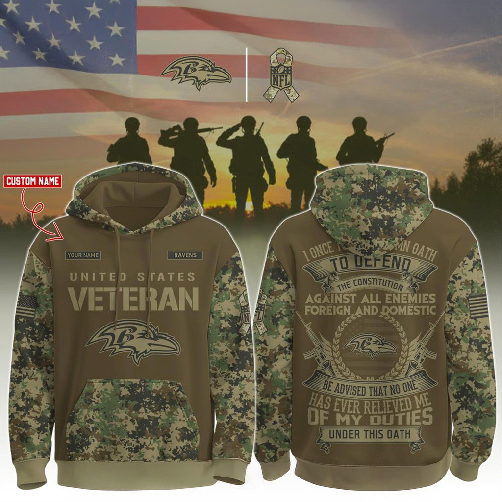 Custom Baltimore Ravens Happy Veterans Day Night Game Hoodie Baltimore Ravens Merch Veteran Gifts-1
