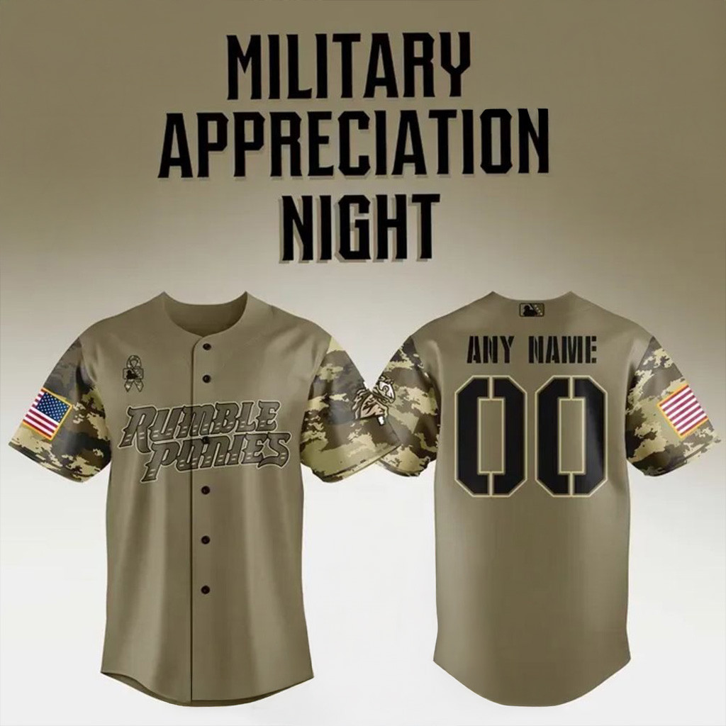 Custom Binghamton Rumble Ponies Military Appreciation Night 2025 Baseball Jersey Ponies Merch-1