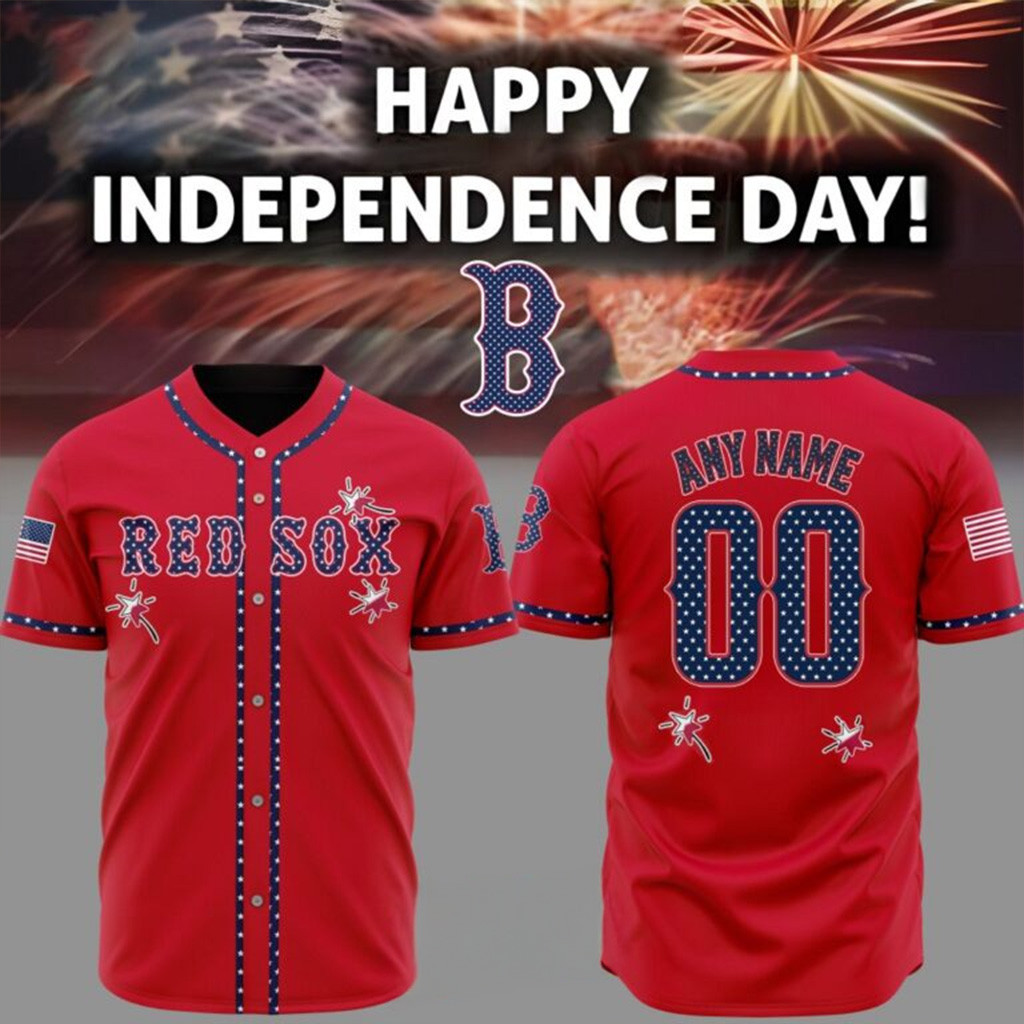 Custom Boston Red Sox 4th Of July Stars And Stripes Baseball Jersey Patriotic Gifts For Fans-1