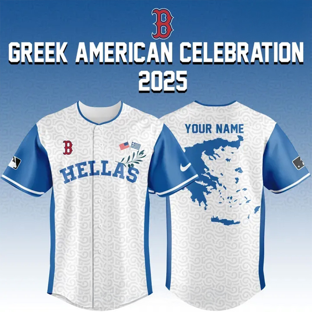 Custom Boston Red Sox x Greek American Celebration 2025 Baseball Jersey Baseball Lover Gift Ideas-1