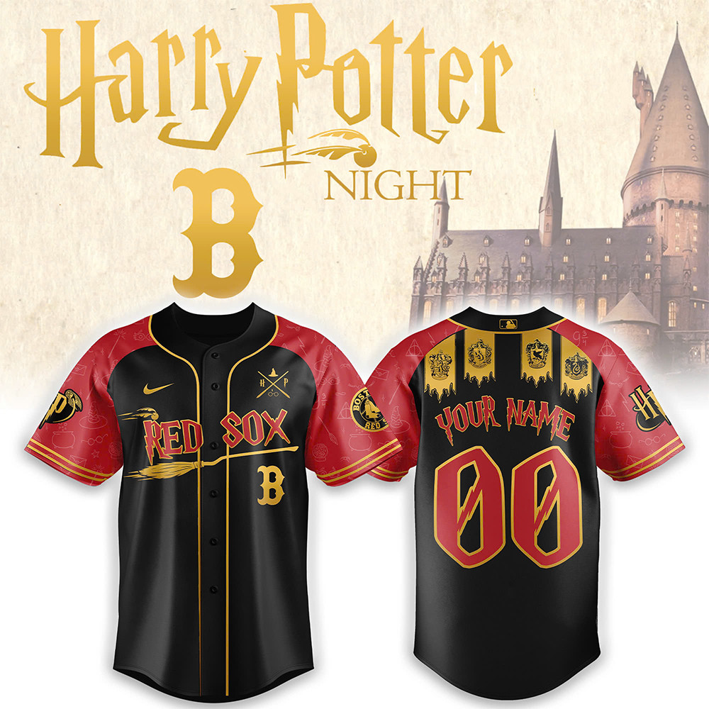 Custom Boston Red Sox x Harry Potter Night Heritage Jersey Best Gifts For Baseball Fans-1