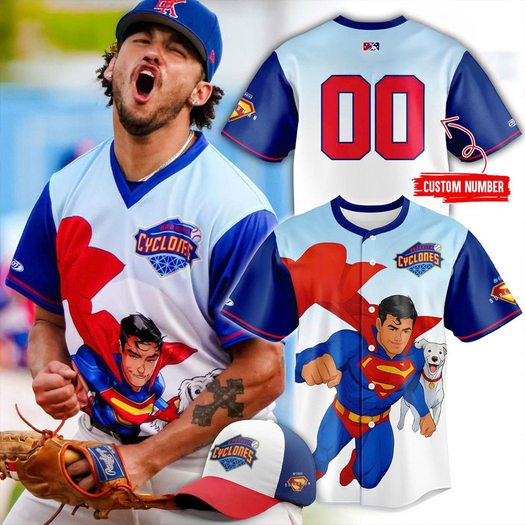 Custom Brooklyn Cyclones Superman Night 2025 Jersey Brooklyn Cyclones Merch Fans Gifts-1