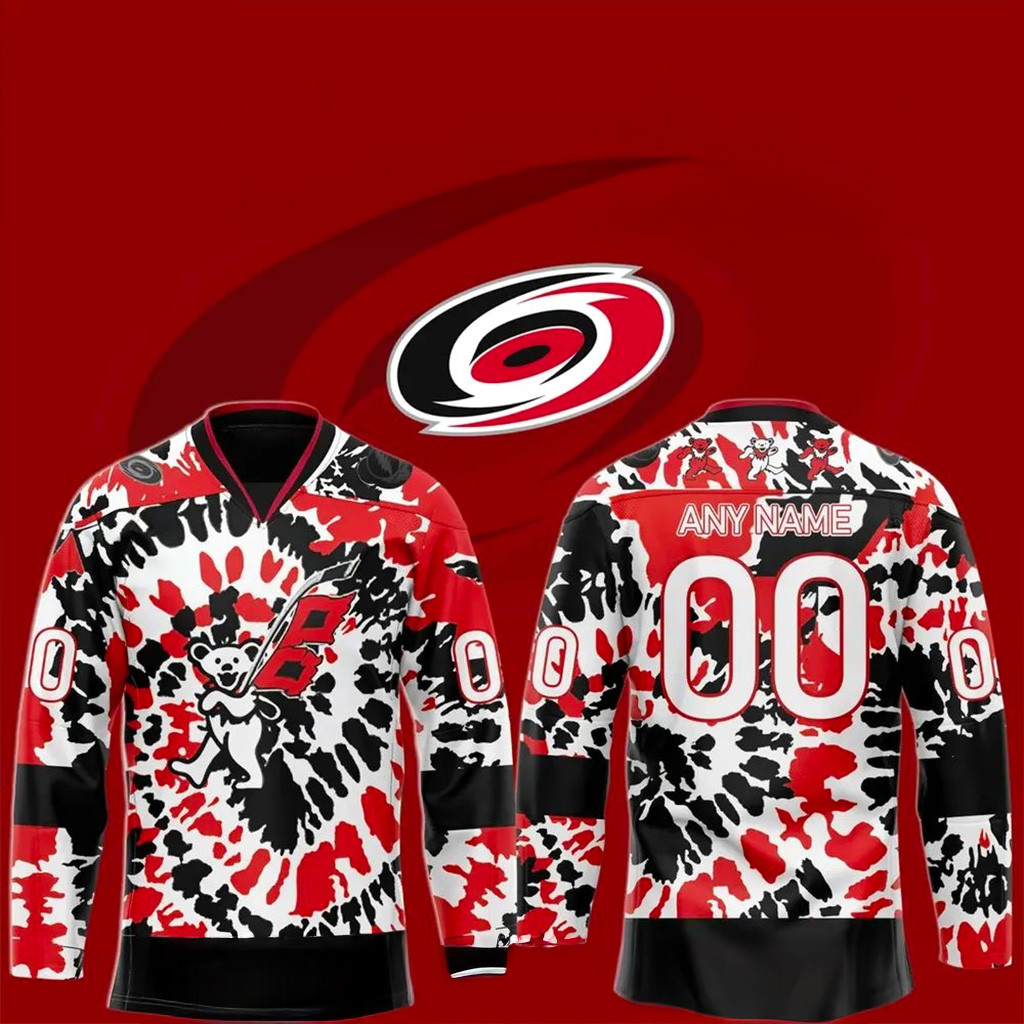Custom Carolina Hurricanes Grateful Dead Jersey Carolina Hurricanes Merch Gift For Him-1