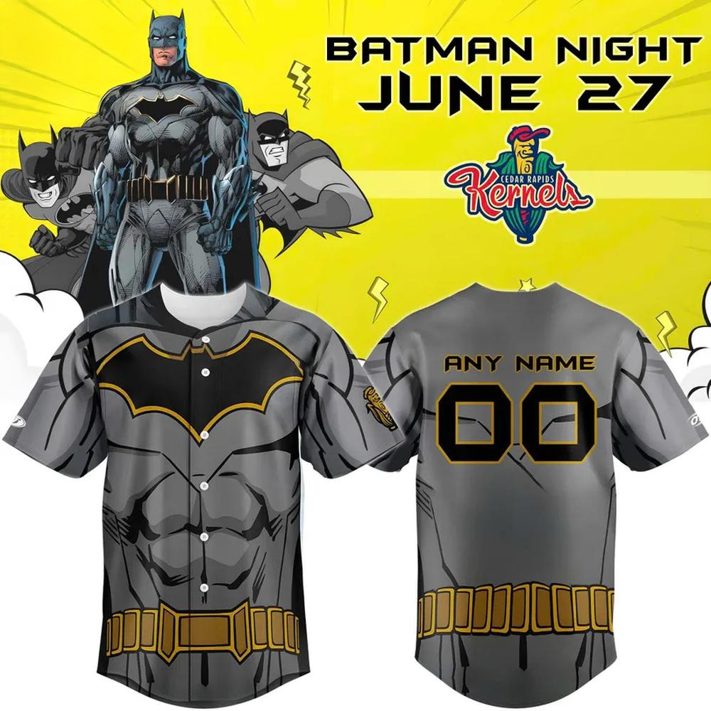 Custom Cedar Rapids Kernels Batman Night Limited Edition Baseball Jersey Gifts For Fans-1