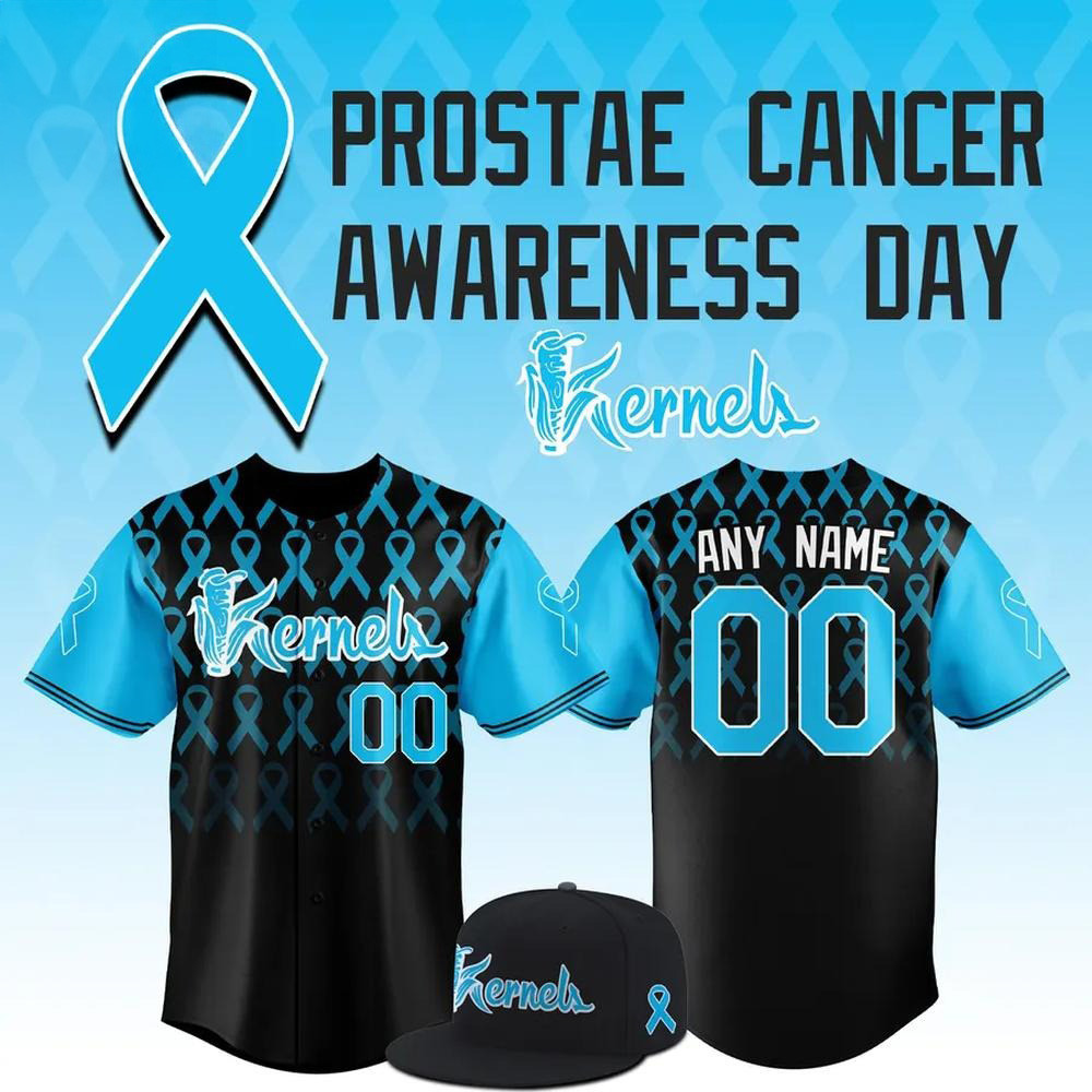 Custom Cedar Rapids Kernels Prostate Cancer Limited Edition Baseball Jersey Dad Gifts-1