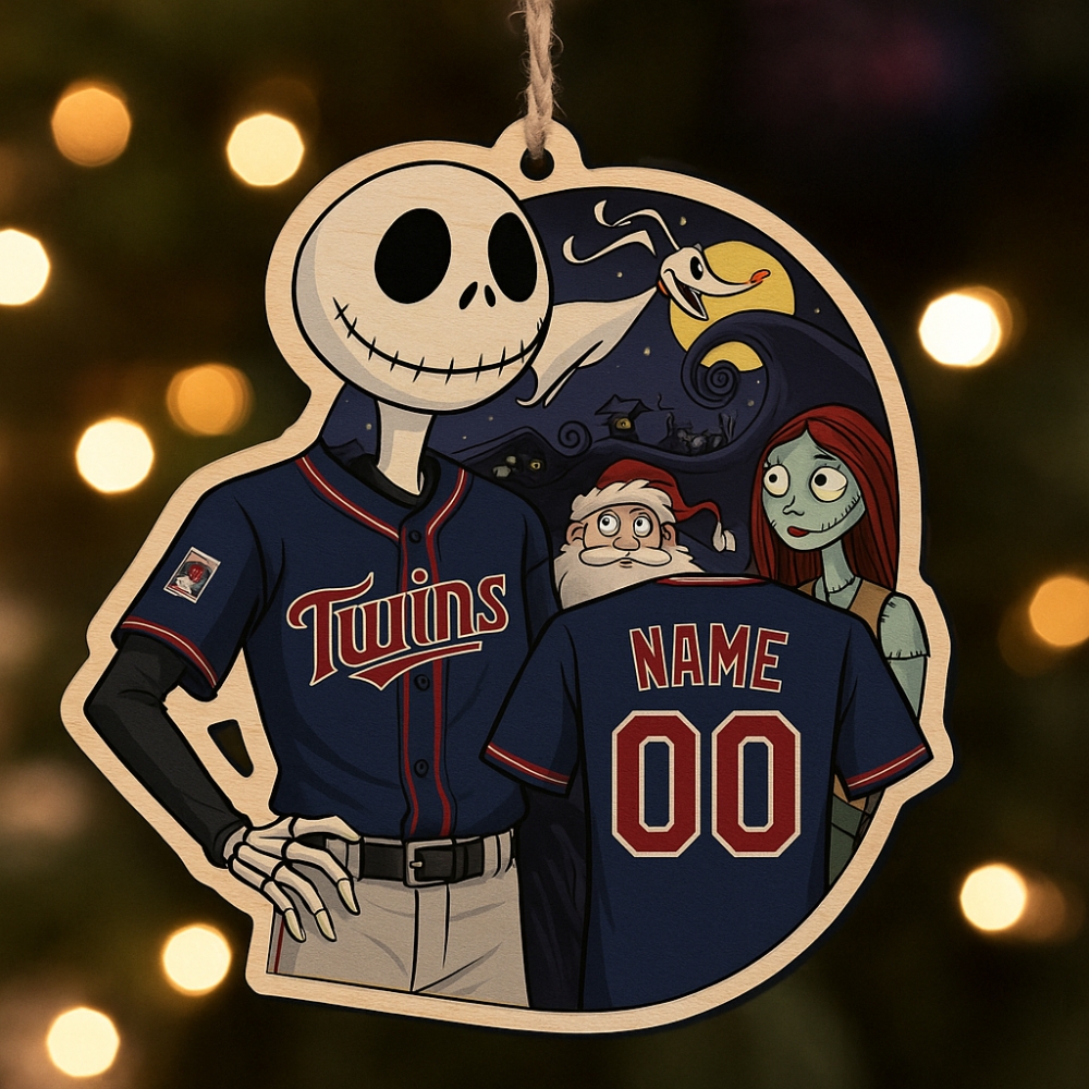 Custom Christmas Wooden Xmas Ornament Jack Skellington Twins 2025 Best Gift For Xmas Fans-1