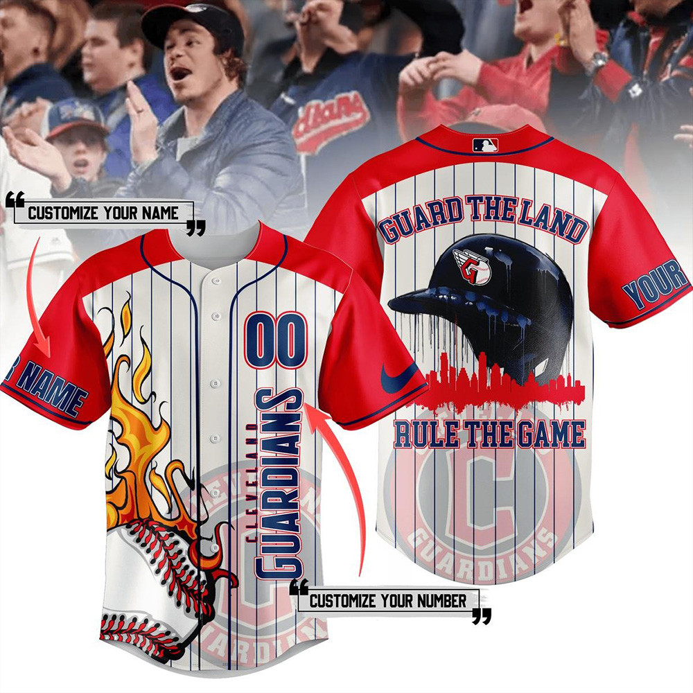 Custom Cleveland Guardians Guard The Land Rule The Game Baseball Jersey Guardians Merch-1