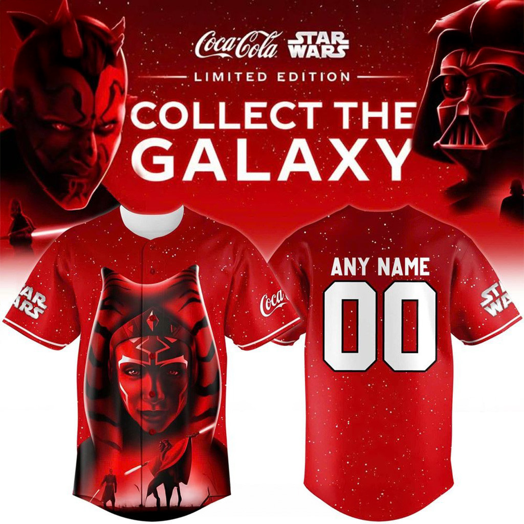 Custom CocaCola x Star Wars Ahsoka Tano Collect Galaxy 2025 Baseball Jersey Fan Merch-1