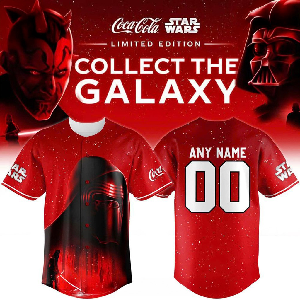 Custom CocaCola x Star Wars Kylo Ren Collect Galaxy 2025 Baseball Jersey Fan Merch-1