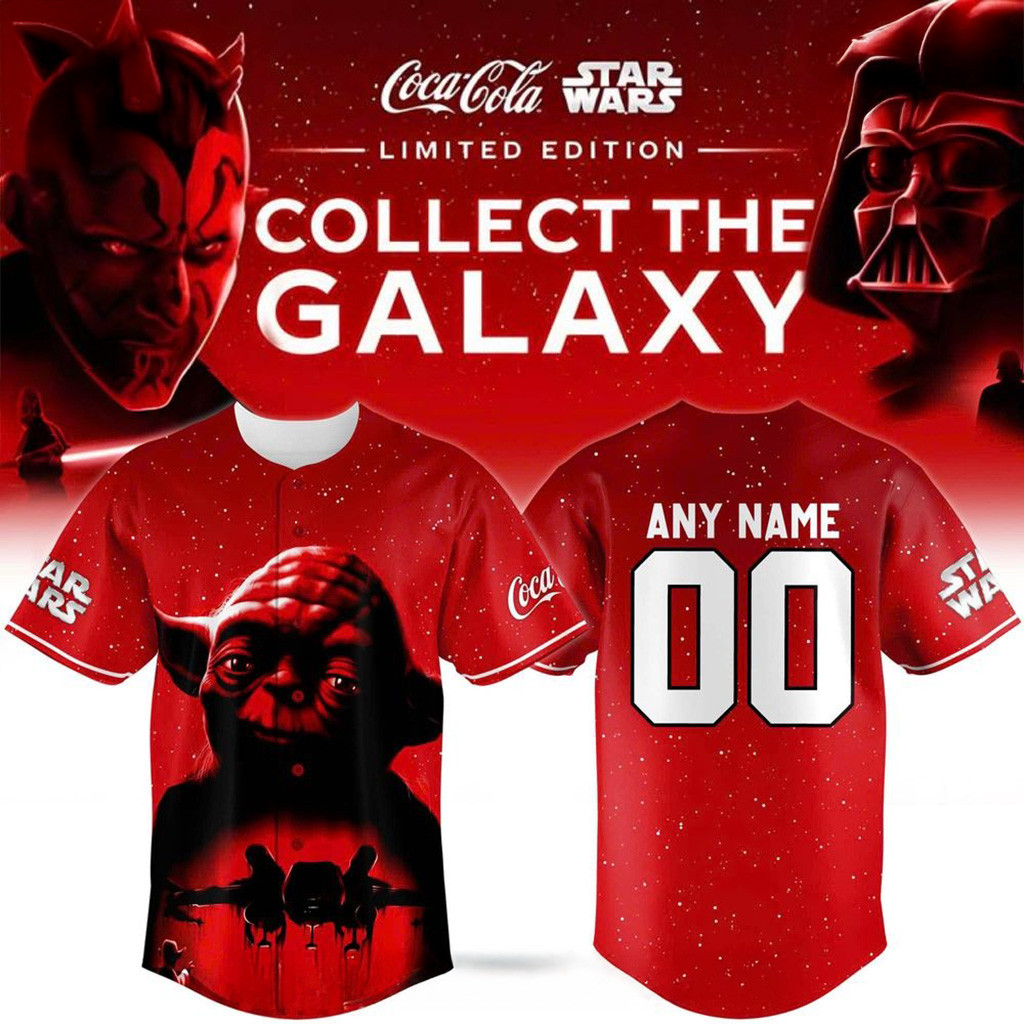 Custom CocaCola x Star Wars Yoda Collect Galaxy 2025 Baseball Jersey Fan Merch Him Gifts-1