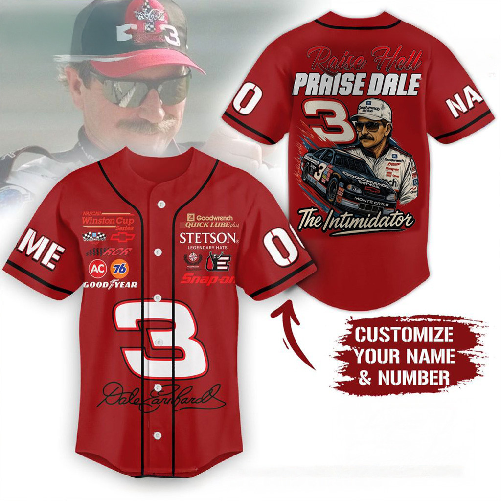 Custom Dale Earnhardt 3 Raise Hell Praise Dale Special Baseball Jersey Fan Merch Dad Gifts-1