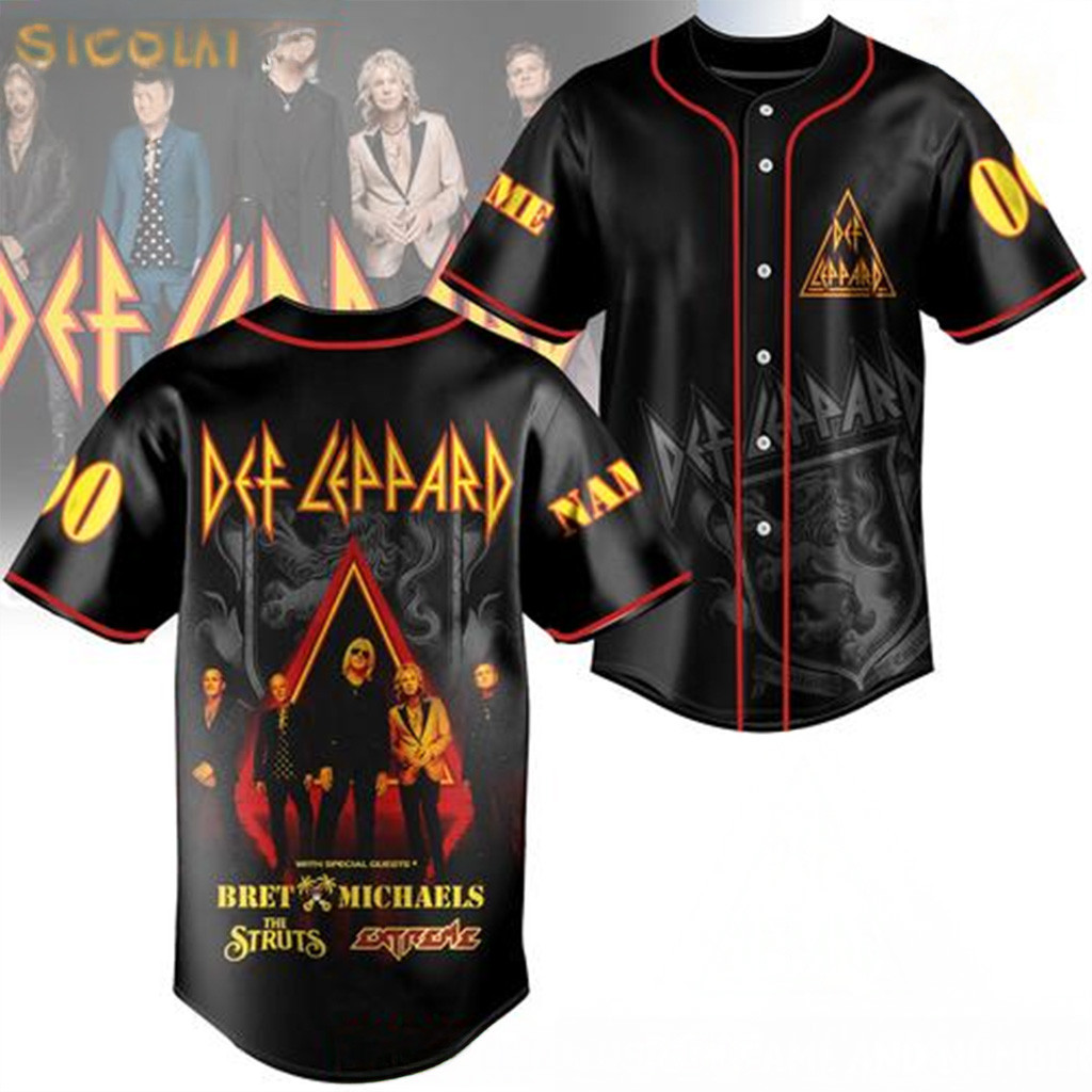Custom Def Leppard x Bret Michaels 2025 Tour Baseball Jersey Gifts For Dad-1