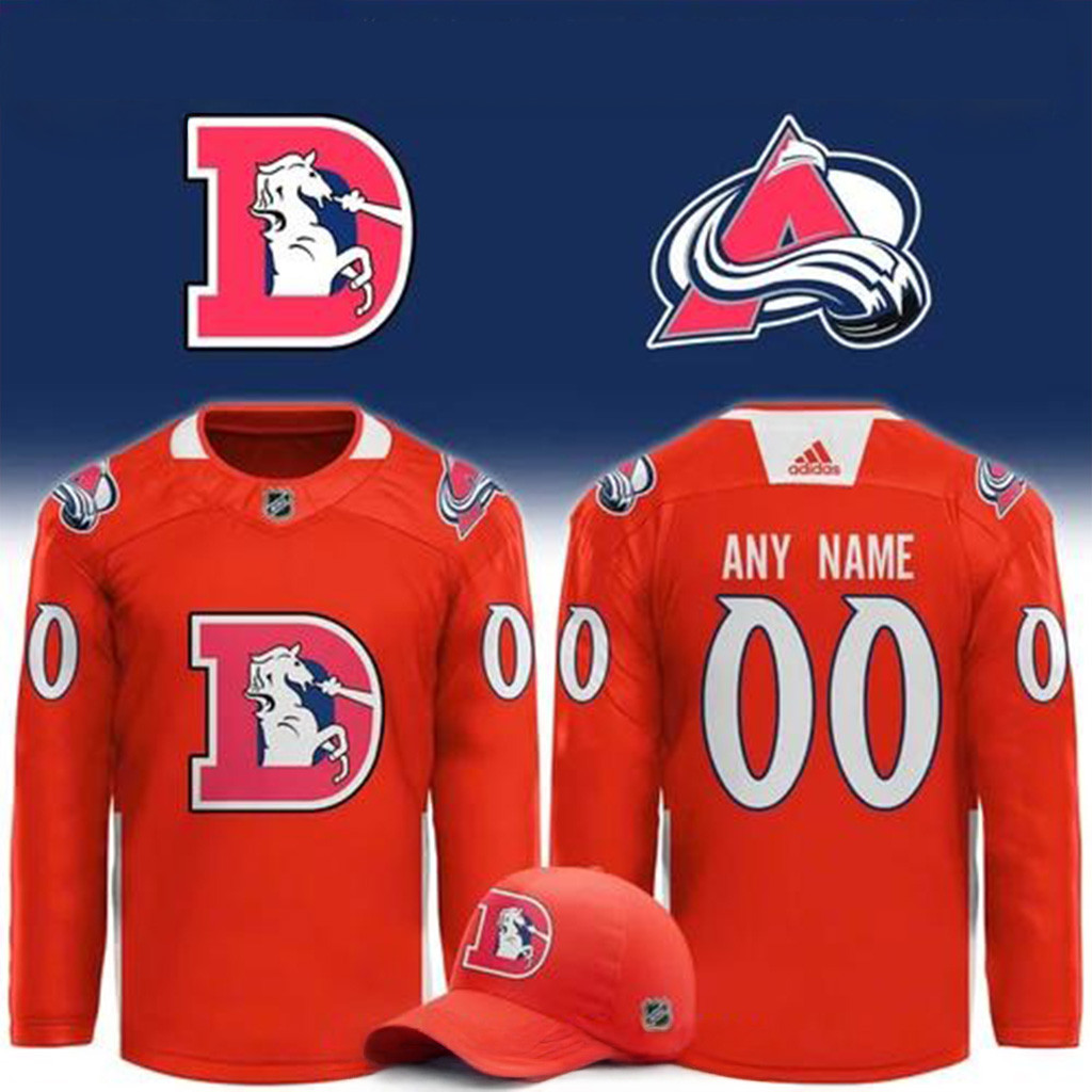 Custom Denver Broncos x Colorado Avalanche Hockey Jersey Gift Ideas For Fans-1