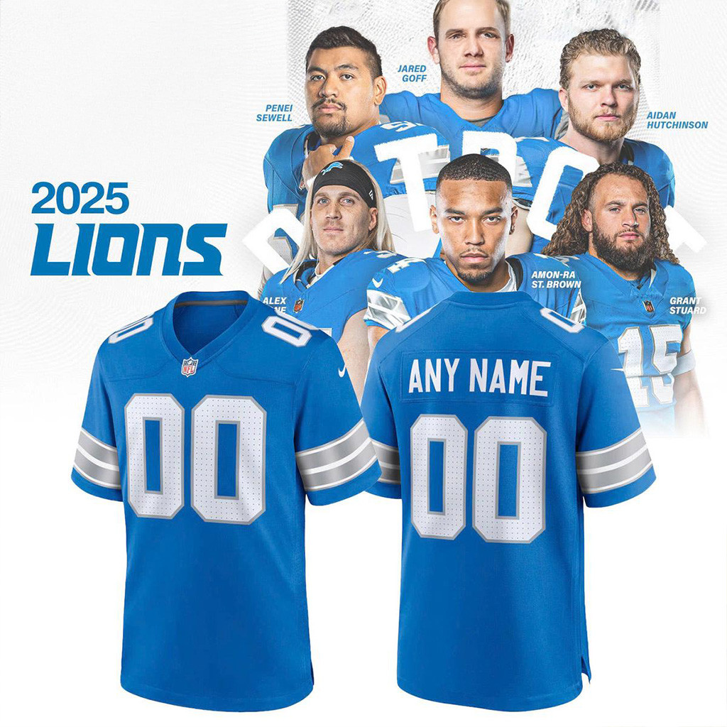 Custom Detroit Lions Uniform 2025 Jersey Detroit Lions Merch Football Gifts For Men-1