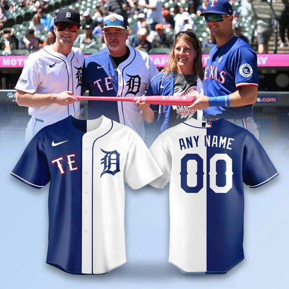 Custom Detroit Tigers x Texas Rangers 2025 Baseball Jersey Detroit Tigers Merch Husband Gifts-1 Custom Detroit Tigers x Texas Rangers 2025 Baseball Jersey Detroit Tigers Merch Husband Gifts-1